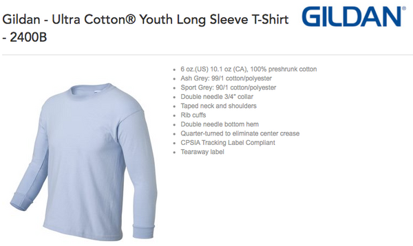 Youth- Crossfire South Gildan Ultra Cotton Long Sleeve